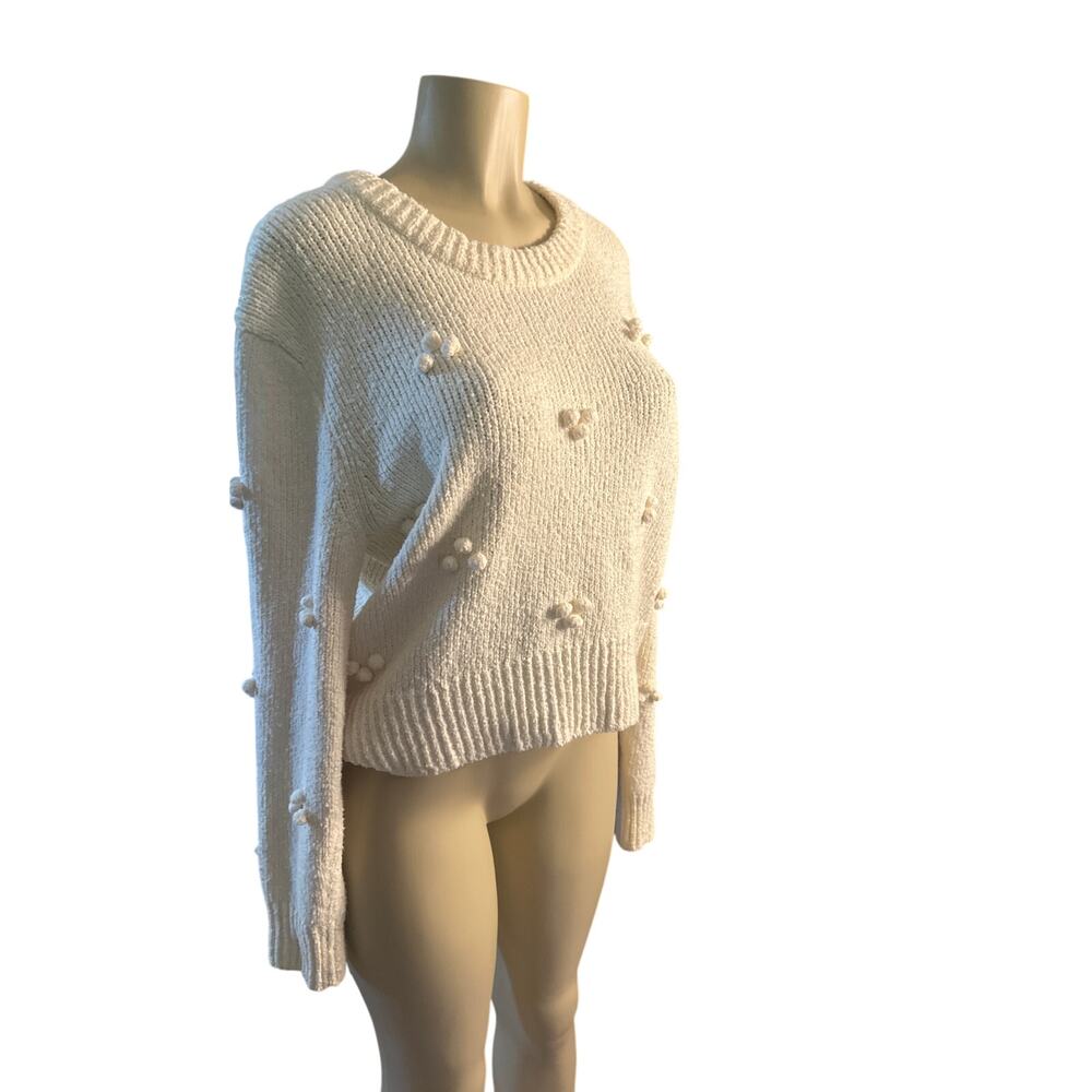 Women M Madewell Dotted Bobble Pullover Sweater Antique Cream Chunky Knit